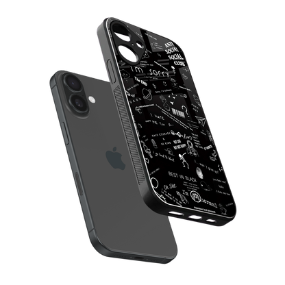 minimalistic black aesthetic collage back phone cover | glass case for iphone 16 plus