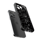 minimalistic black aesthetic collage back phone cover | glass case for iphone 16 pro max