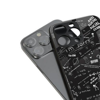 minimalistic black aesthetic collage back phone cover | glass case for iphone 15 pro