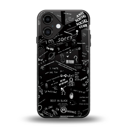 minimalistic black aesthetic collage back phone cover | glass case for iphone 16