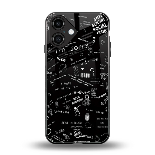 minimalistic black aesthetic collage back phone cover | glass case for iphone 16