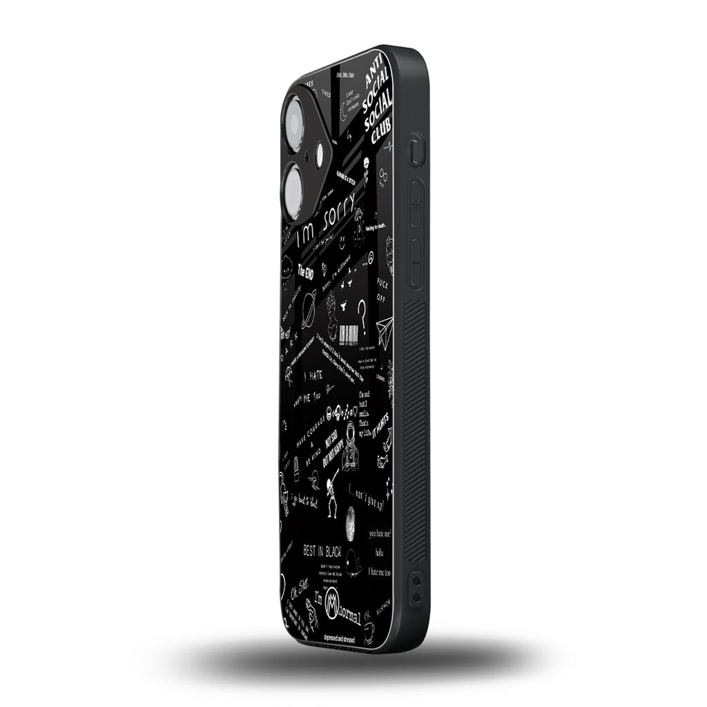 minimalistic black aesthetic collage back phone cover | glass case for iphone 16