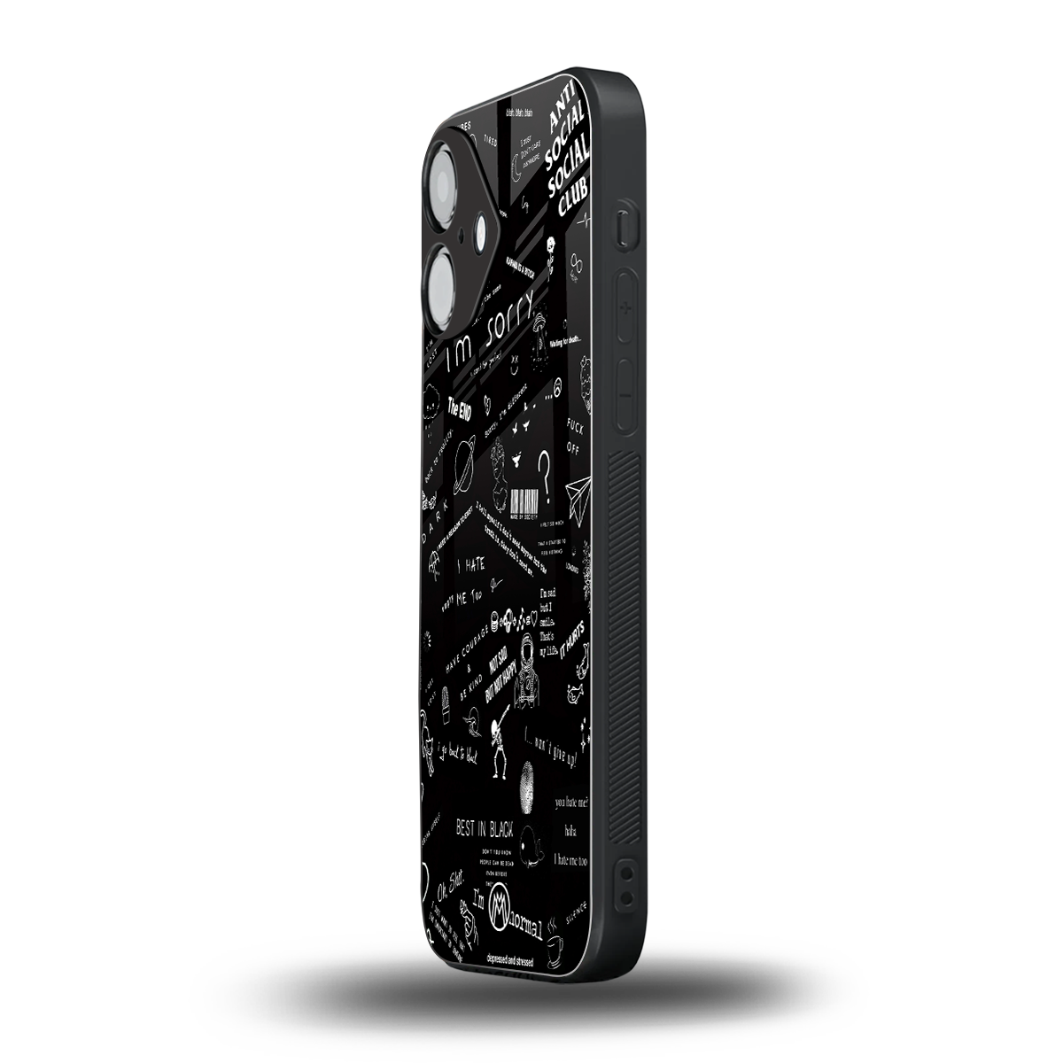 minimalistic black aesthetic collage back phone cover | glass case for iphone 16