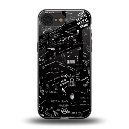 minimalistic black aesthetic collage back phone cover | glass case for iphone 16e