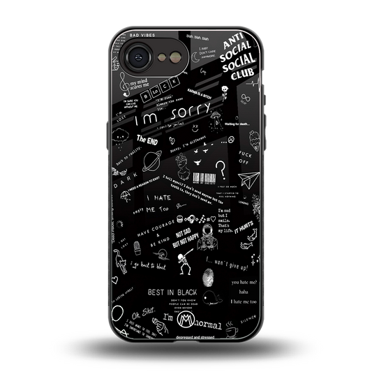 minimalistic black aesthetic collage back phone cover | glass case for iphone 16e