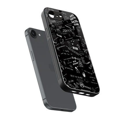 minimalistic black aesthetic collage back phone cover | glass case for iphone 16e