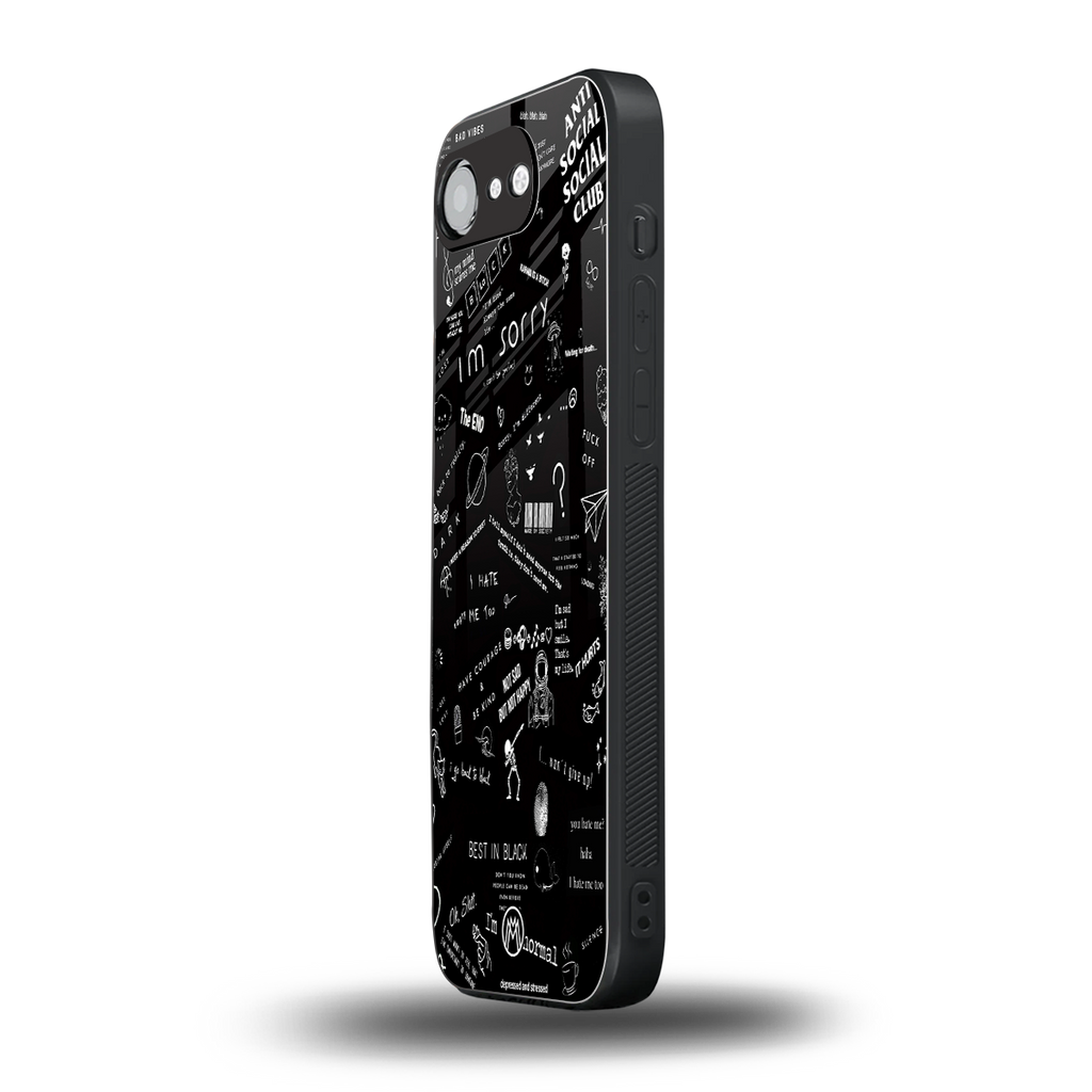 minimalistic black aesthetic collage back phone cover | glass case for iphone 16e