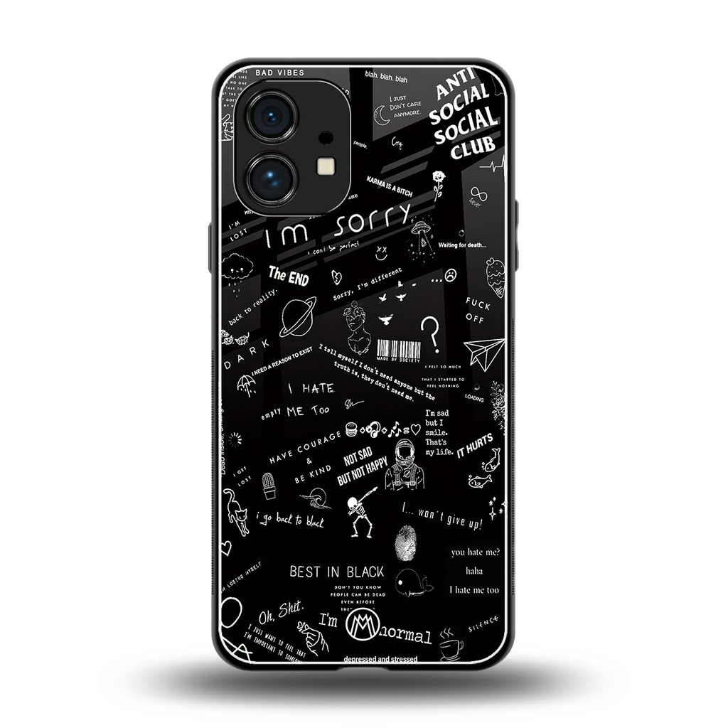 minimalistic black aesthetic collage back phone cover | glass case for nothing phone 1