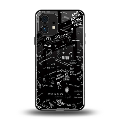 minimalistic black aesthetic collage back phone cover | glass case for nothing phone 1