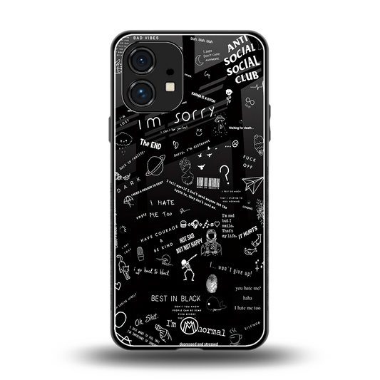 minimalistic black aesthetic collage back phone cover | glass case for nothing phone 1