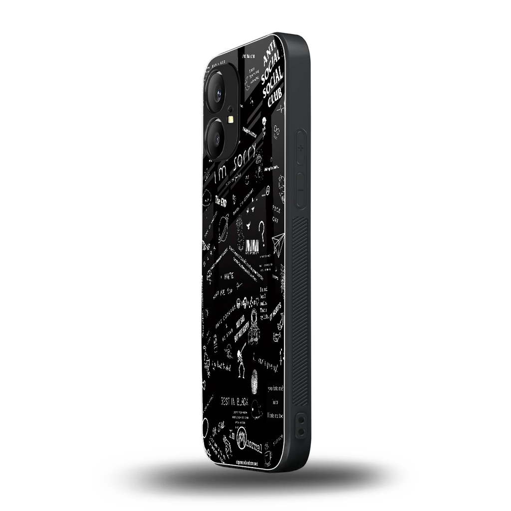 minimalistic black aesthetic collage back phone cover | glass case for nothing phone 1