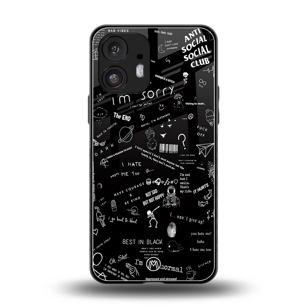 minimalistic black aesthetic collage back phone cover | glass case for nothing phone 2