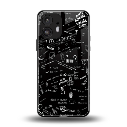 minimalistic black aesthetic collage back phone cover | glass case for nothing phone 2