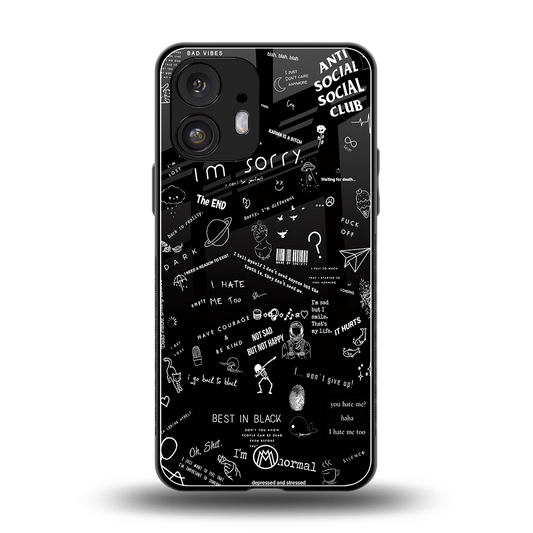 minimalistic black aesthetic collage back phone cover | glass case for nothing phone 2