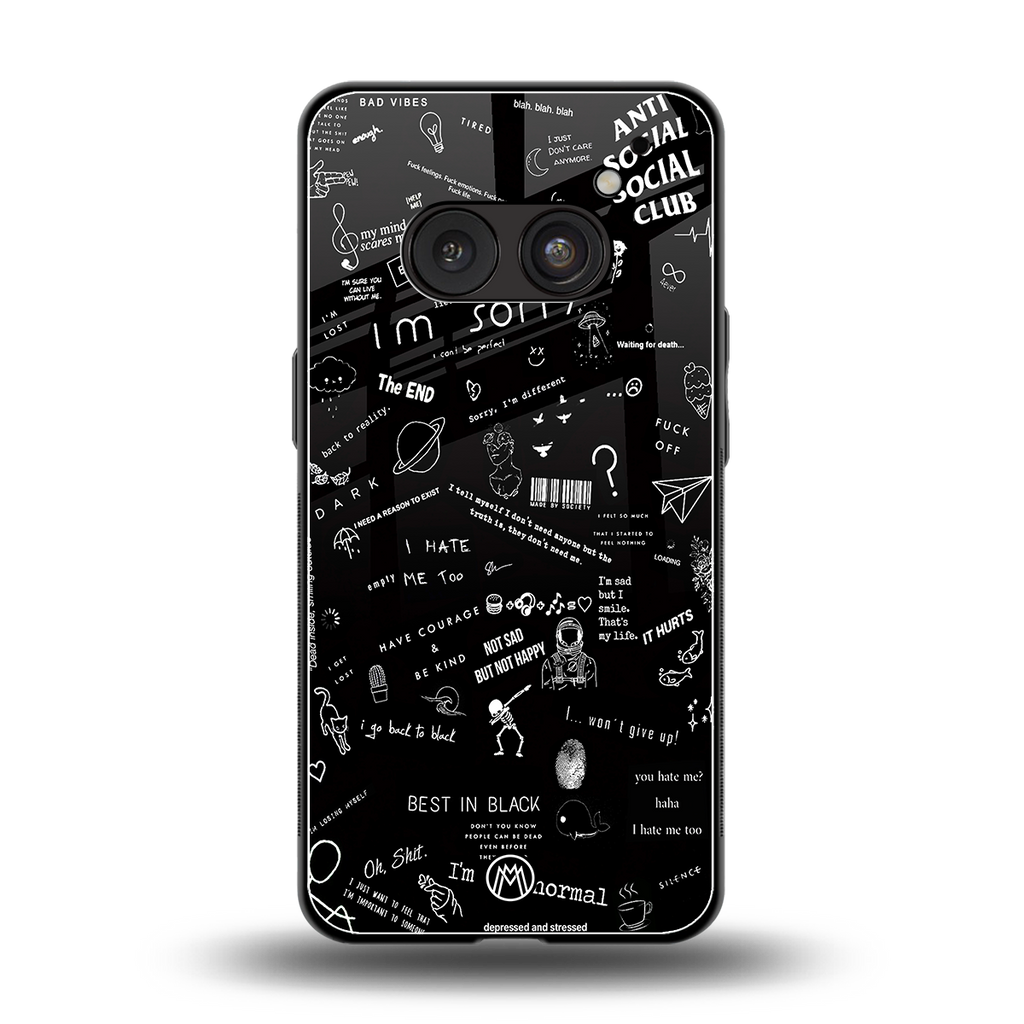 minimalistic black aesthetic collage back phone cover | glass case for nothing phone 2a
