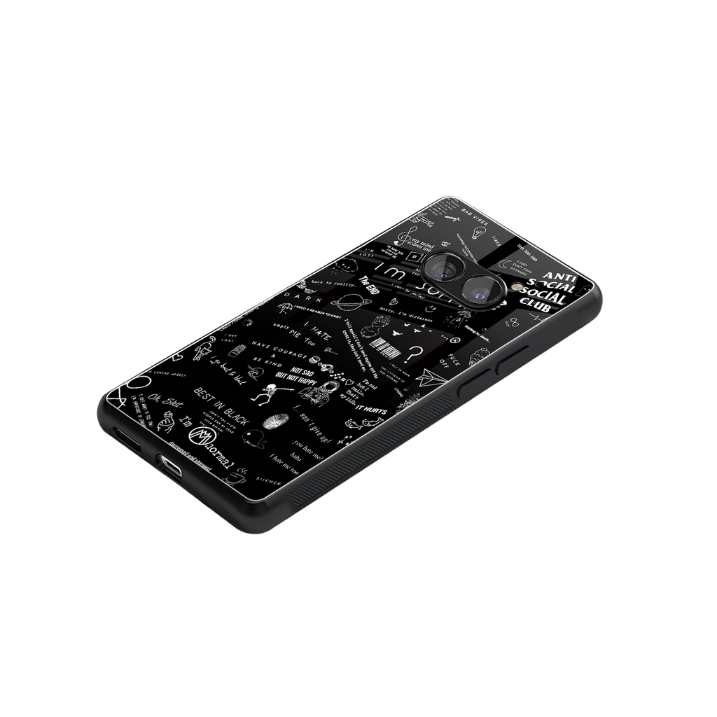 minimalistic black aesthetic collage back phone cover | glass case for nothing phone 2a