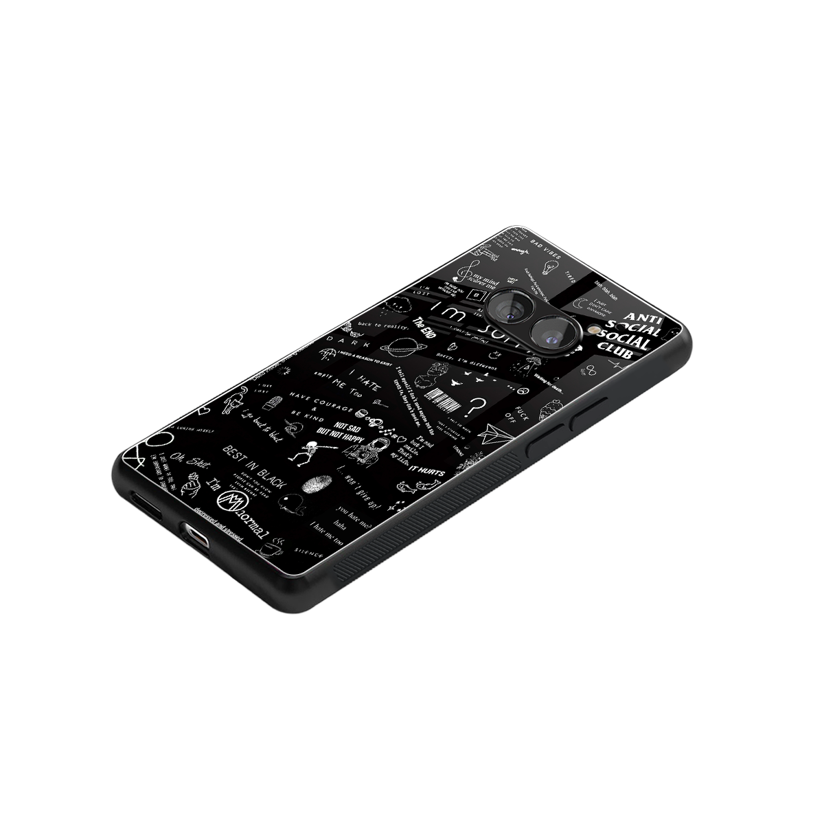 minimalistic black aesthetic collage back phone cover | glass case for nothing phone 2a