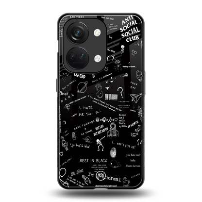 minimalistic black aesthetic collage back phone cover | glass case for oneplus nord 3