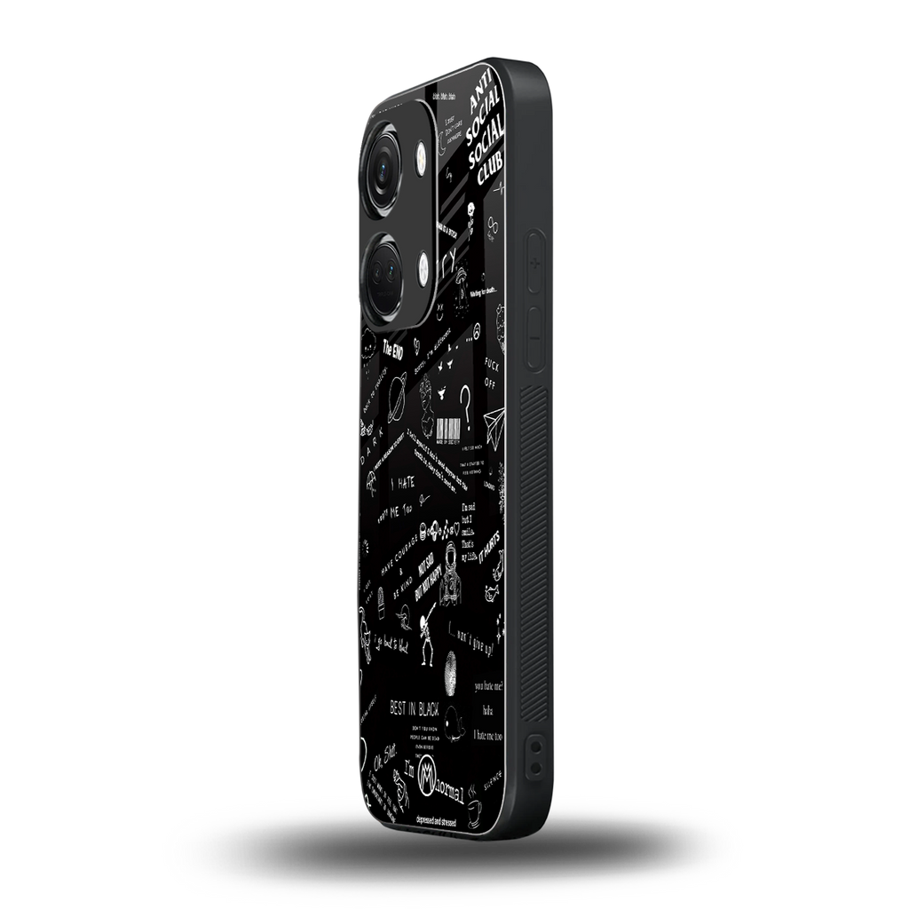 minimalistic black aesthetic collage back phone cover | glass case for oneplus nord 3