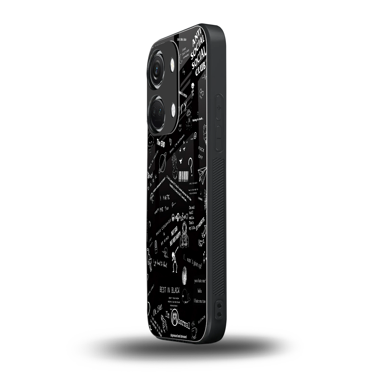 minimalistic black aesthetic collage back phone cover | glass case for oneplus nord 3