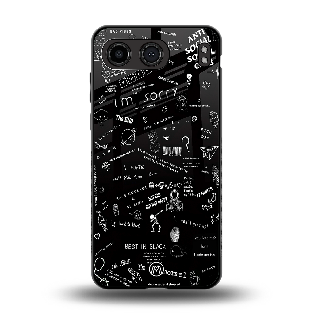 minimalistic black aesthetic collage back phone cover | glass case for oneplus nord 4