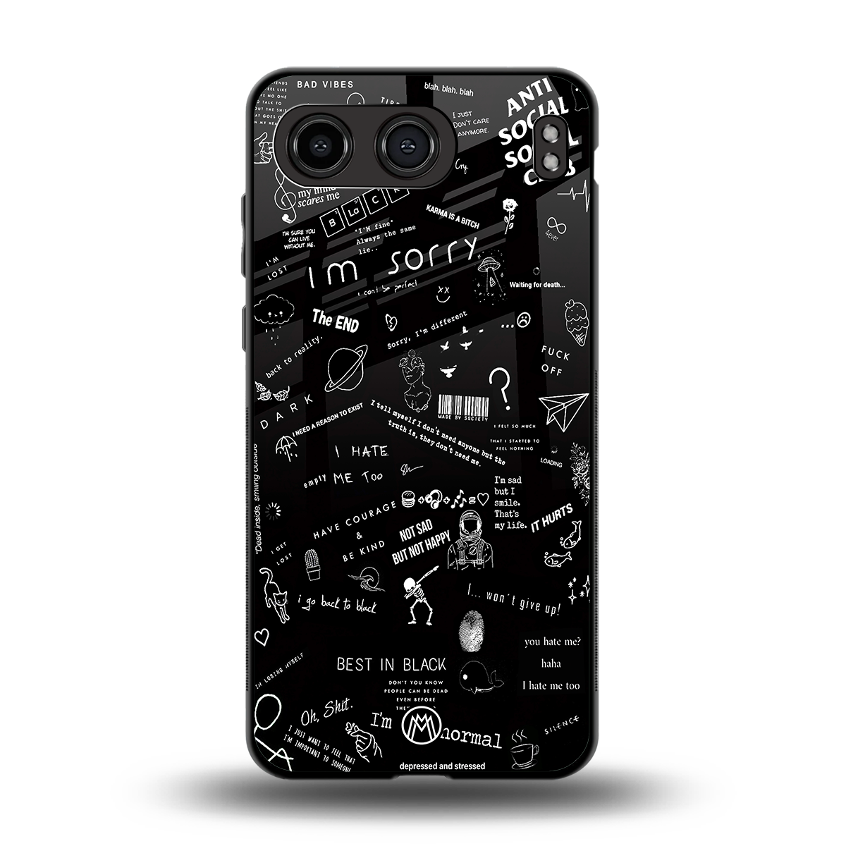 minimalistic black aesthetic collage back phone cover | glass case for oneplus nord 4