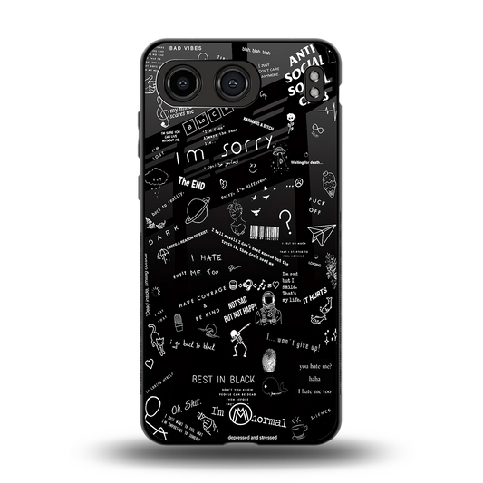 minimalistic black aesthetic collage back phone cover | glass case for oneplus nord 4