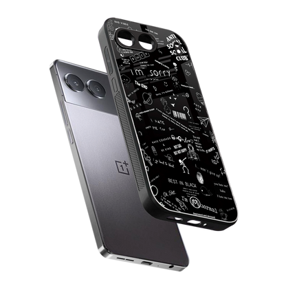 minimalistic black aesthetic collage back phone cover | glass case for oneplus nord 4
