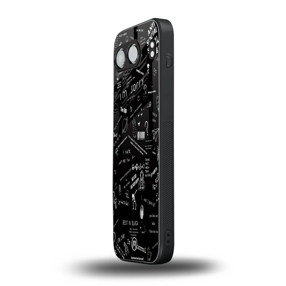 minimalistic black aesthetic collage back phone cover | glass case for oneplus nord 4