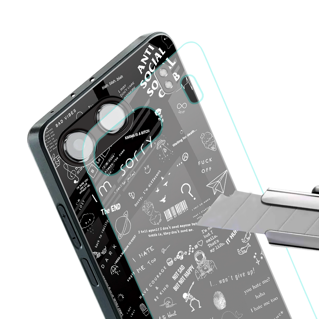minimalistic black aesthetic collage back phone cover | glass case for oneplus nord 4