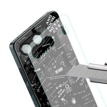 minimalistic black aesthetic collage back phone cover | glass case for oneplus nord 4