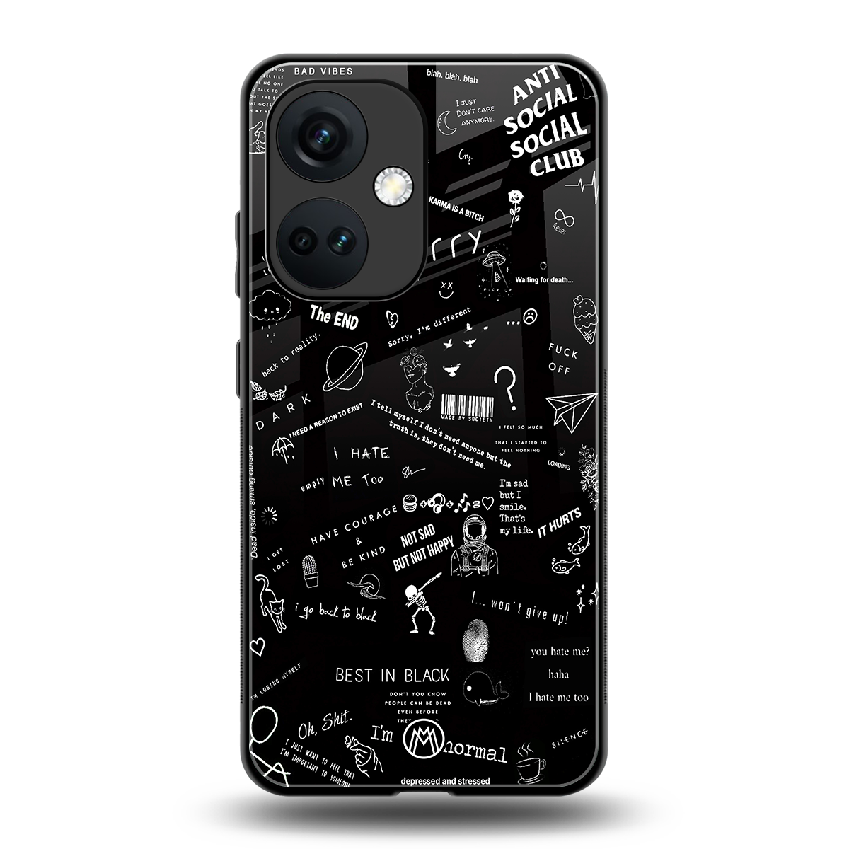 minimalistic black aesthetic collage back phone cover | glass case for oneplus nord ce 3