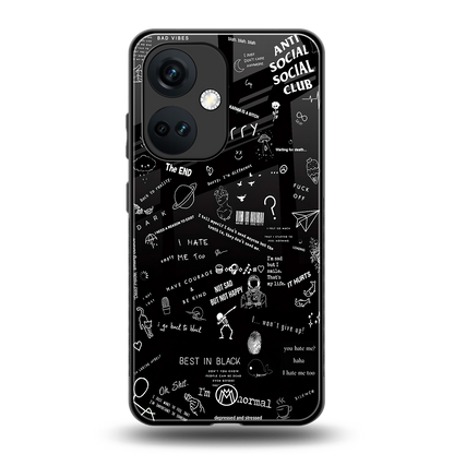 minimalistic black aesthetic collage back phone cover | glass case for oneplus nord ce 3