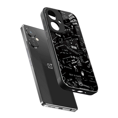 minimalistic black aesthetic collage back phone cover | glass case for oneplus nord ce 3