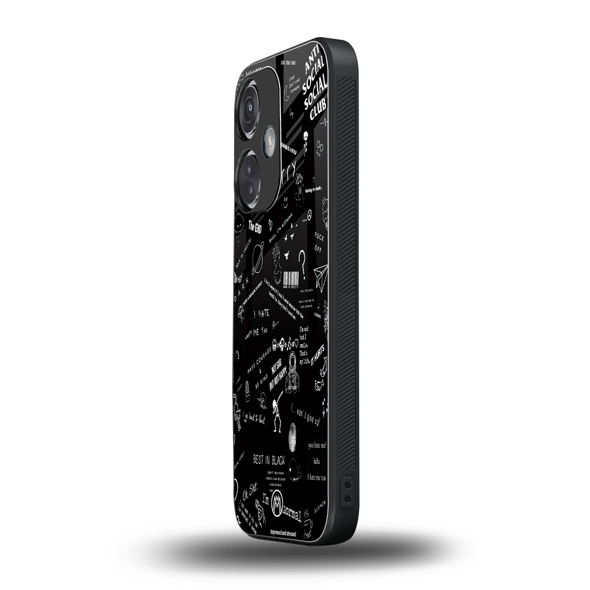 minimalistic black aesthetic collage back phone cover | glass case for oneplus nord ce 3