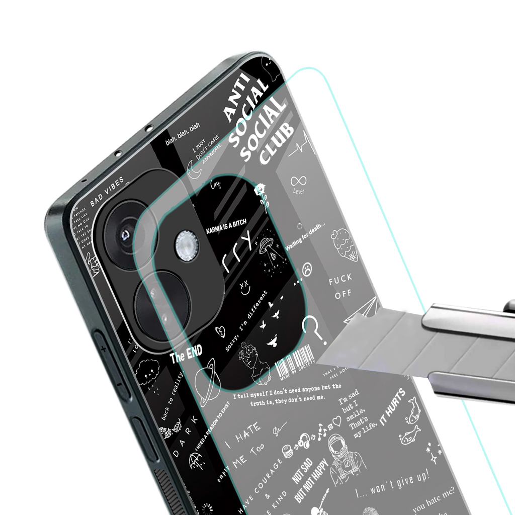 minimalistic black aesthetic collage back phone cover | glass case for oneplus nord ce 3