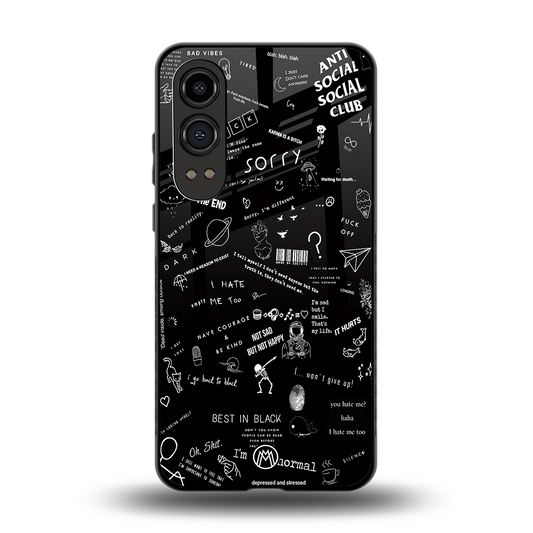 minimalistic black aesthetic collage back phone cover | glass case for oneplus nord ce 4 lite