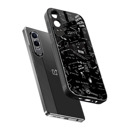 minimalistic black aesthetic collage back phone cover | glass case for oneplus nord ce 4 lite