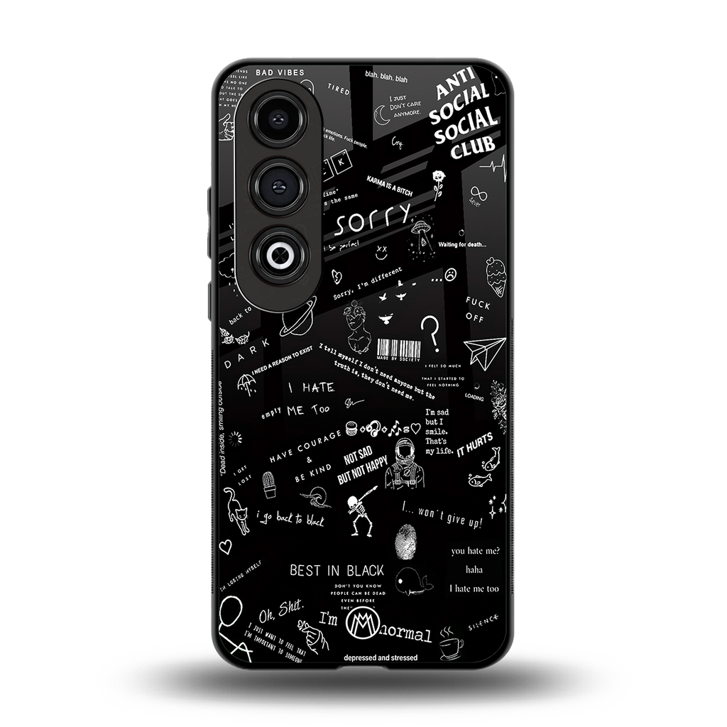 minimalistic black aesthetic collage back phone cover | glass case for oneplus nord ce 4