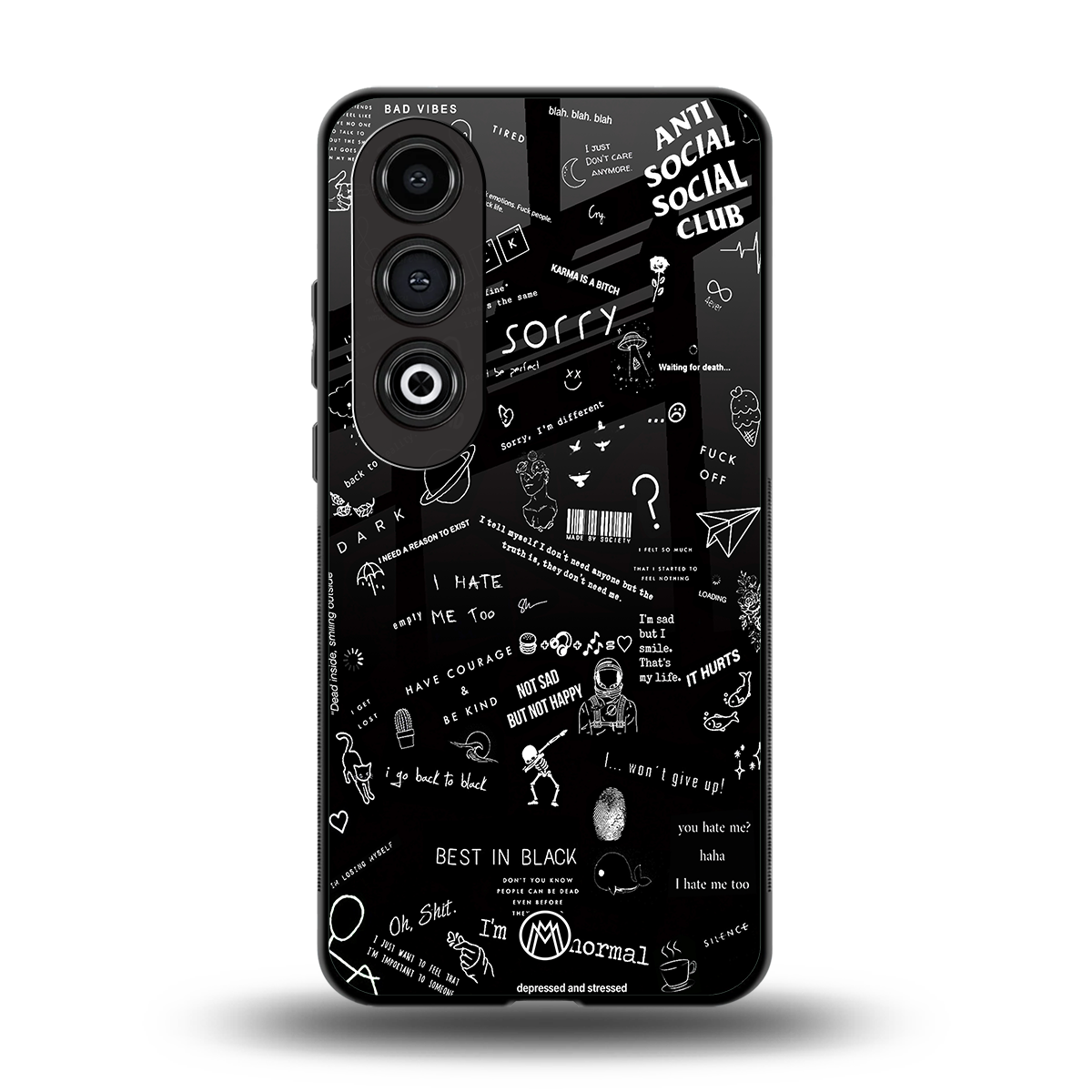 minimalistic black aesthetic collage back phone cover | glass case for oneplus nord ce 4