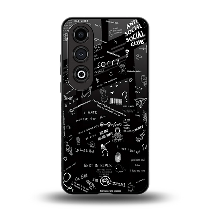 minimalistic black aesthetic collage back phone cover | glass case for oneplus nord ce 4