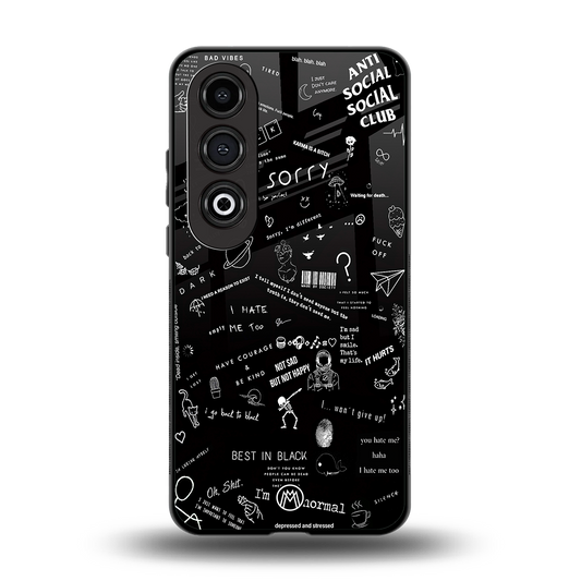 minimalistic black aesthetic collage back phone cover | glass case for oneplus nord ce 4