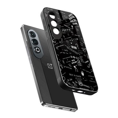 minimalistic black aesthetic collage back phone cover | glass case for oneplus nord ce 4