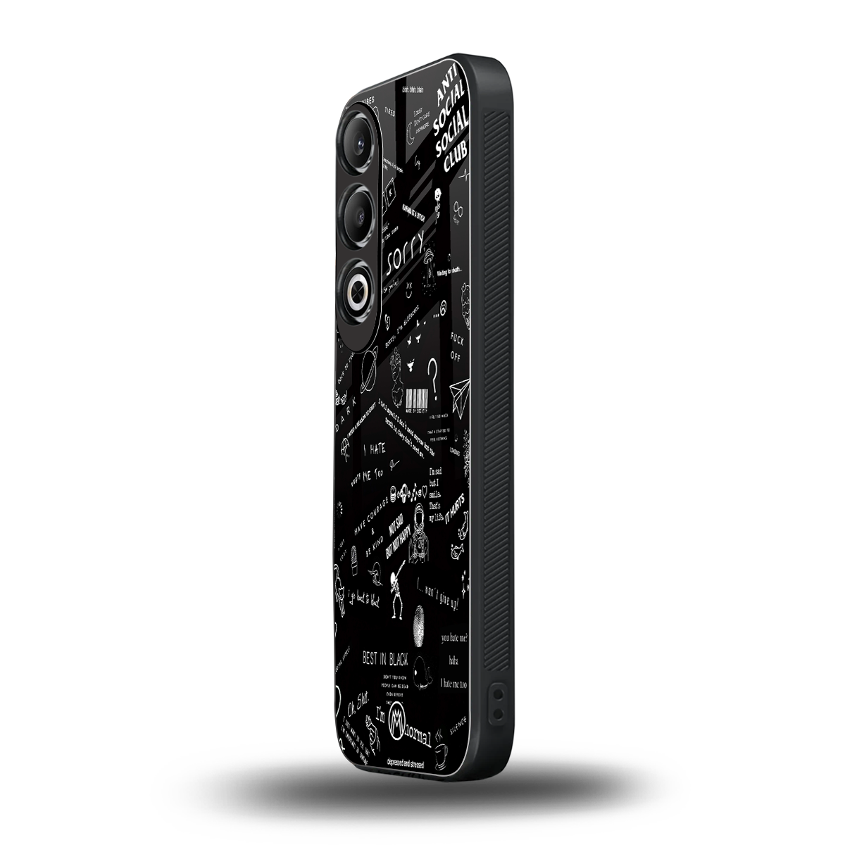 minimalistic black aesthetic collage back phone cover | glass case for oneplus nord ce 4