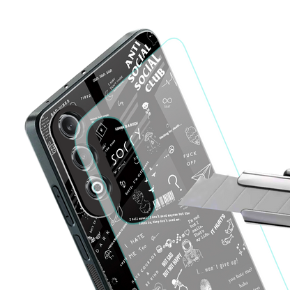 minimalistic black aesthetic collage back phone cover | glass case for oneplus nord ce 4