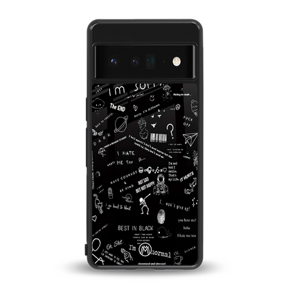 minimalistic black aesthetic collage back phone cover | glass case for google pixel 6 pro