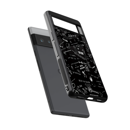 minimalistic black aesthetic collage back phone cover | glass case for google pixel 6 pro