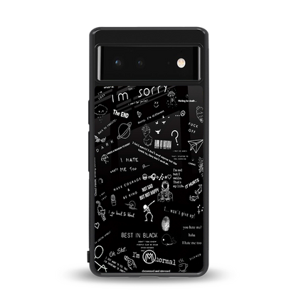 minimalistic black aesthetic collage back phone cover | glass case for Google Pixel 6A