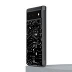 minimalistic black aesthetic collage back phone cover | glass case for Google Pixel 6A