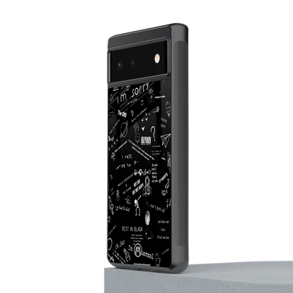minimalistic black aesthetic collage back phone cover | glass case for Google Pixel 6A